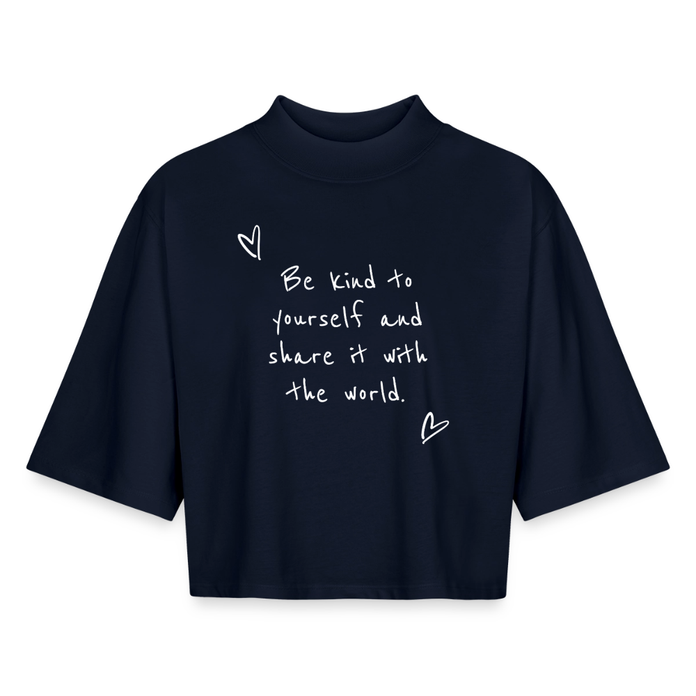 Be Kind Boxy Women's Recycled 1/2 Sleeved T-Shirt - navy