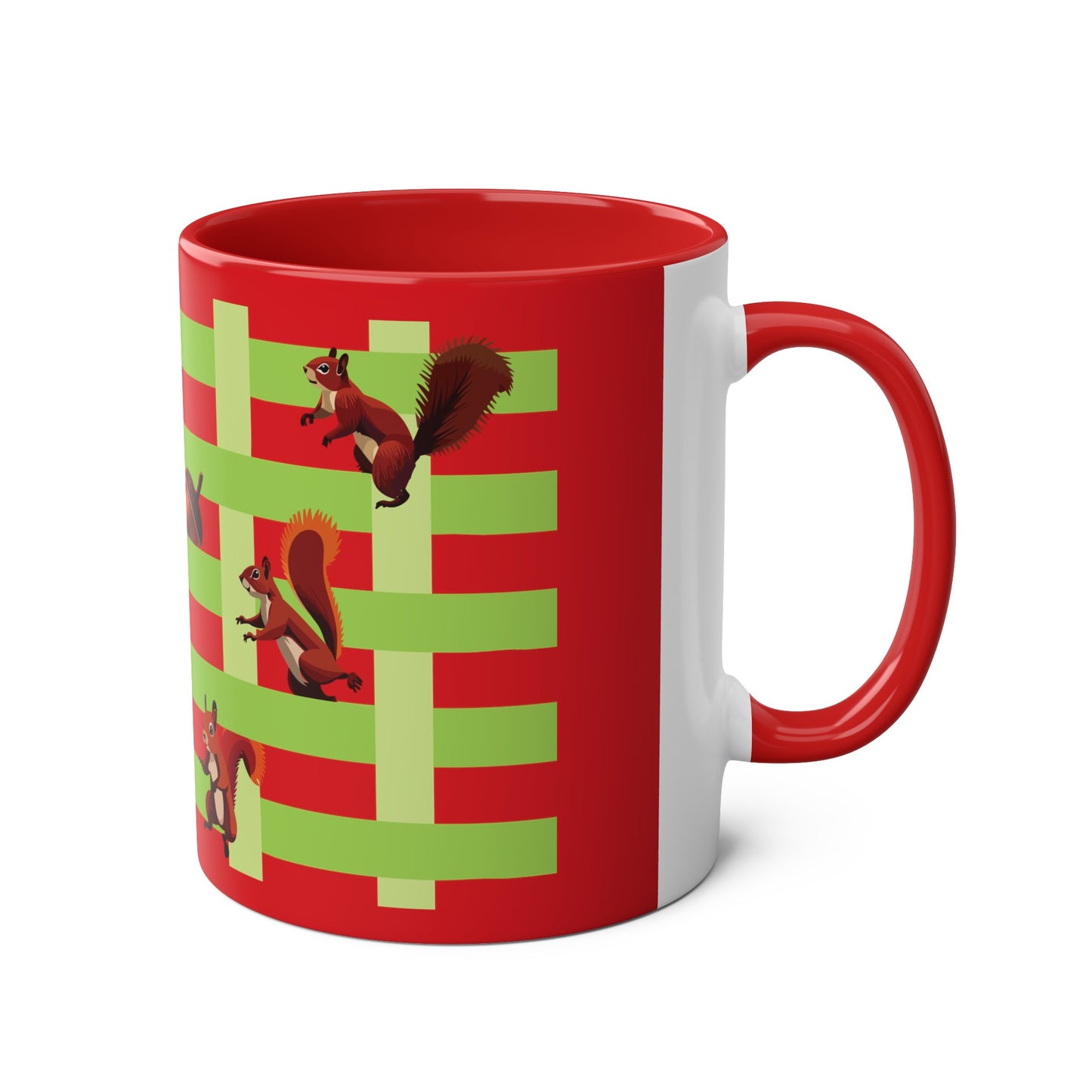 Playing Squirrels Two-Tone Coffee Mugs, 11oz