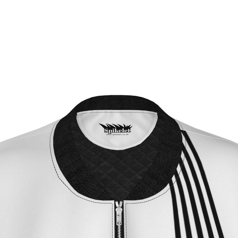 Black and White Spikelet Ladies Bomber Jacket