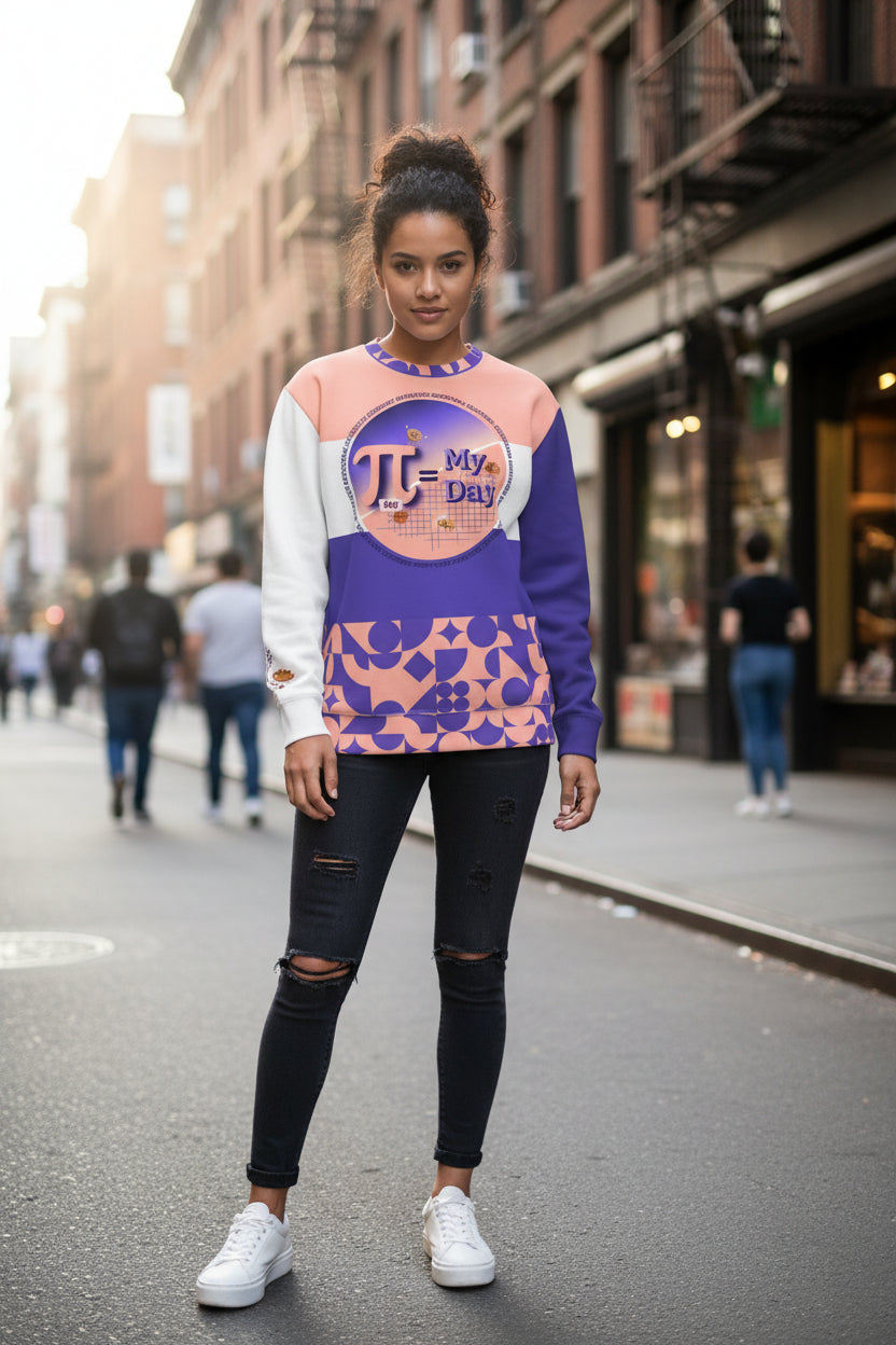 Easy as Pi White Pink and Purple Unisex Sweatshirt