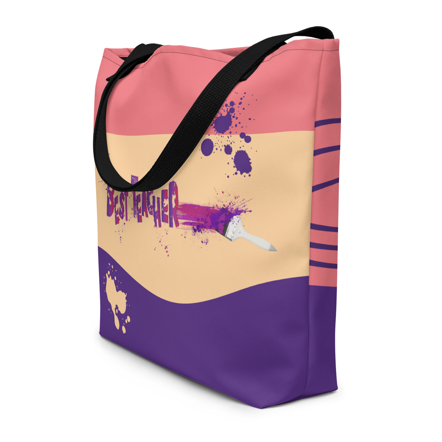 Best Teacher Paintbrush All-Over Print Large Tote Bag