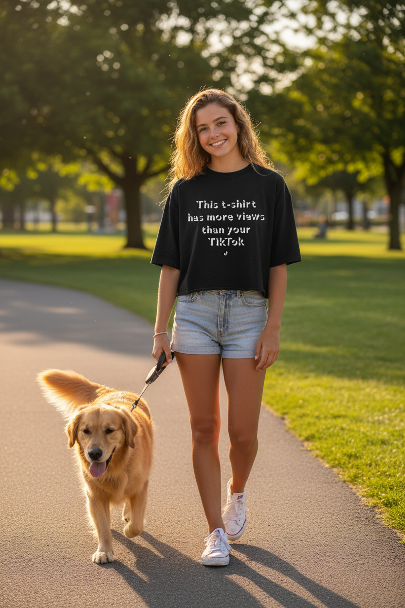 Dark TikTok Relaxed Cropped T-shirt