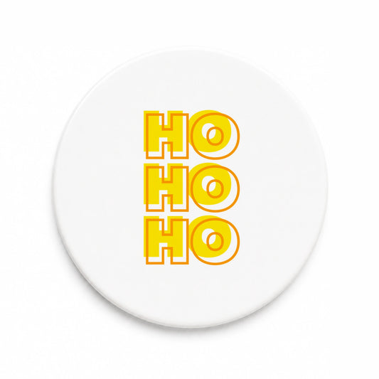 Ho Ho Ho Yellow Christmas Ceramic Coasters