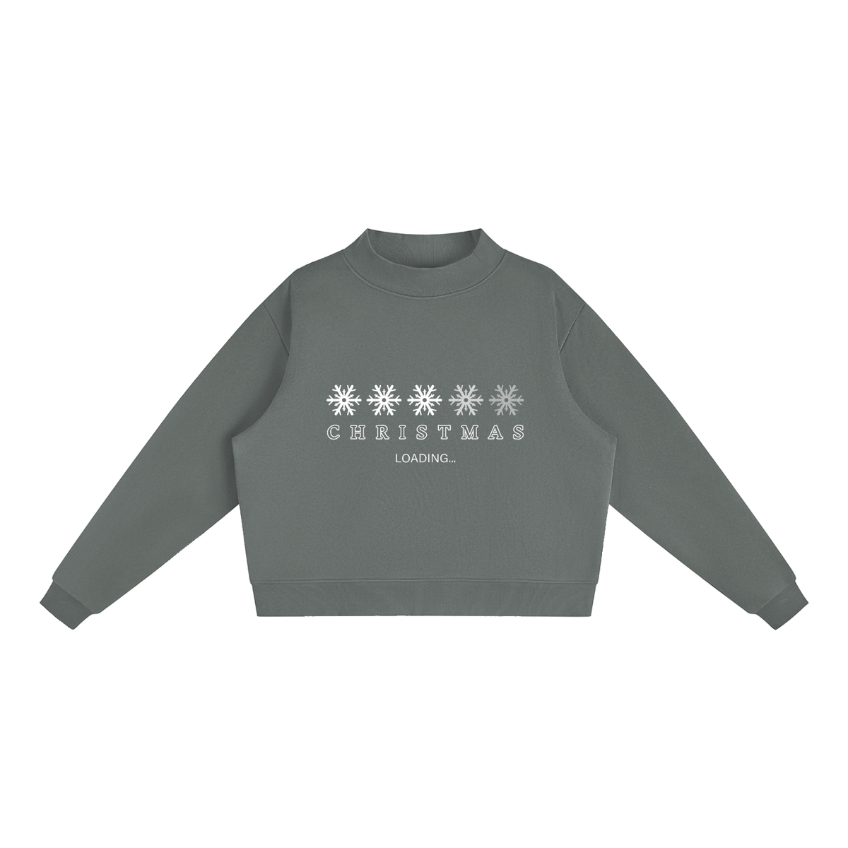 Christmas is Loading Fleece Mock-Neck Crew Sweatshirt