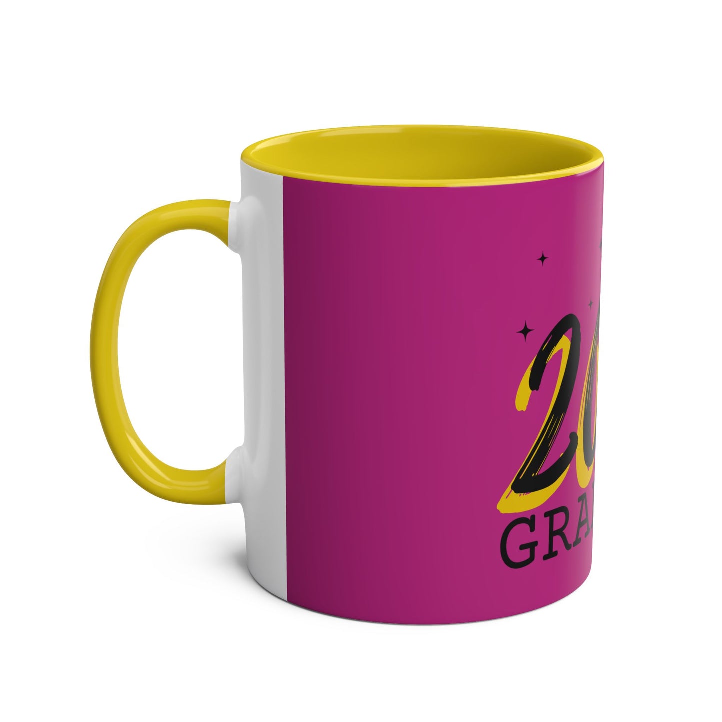 Pink Graduate 2025 Two-Tone Coffee Mugs, 11oz