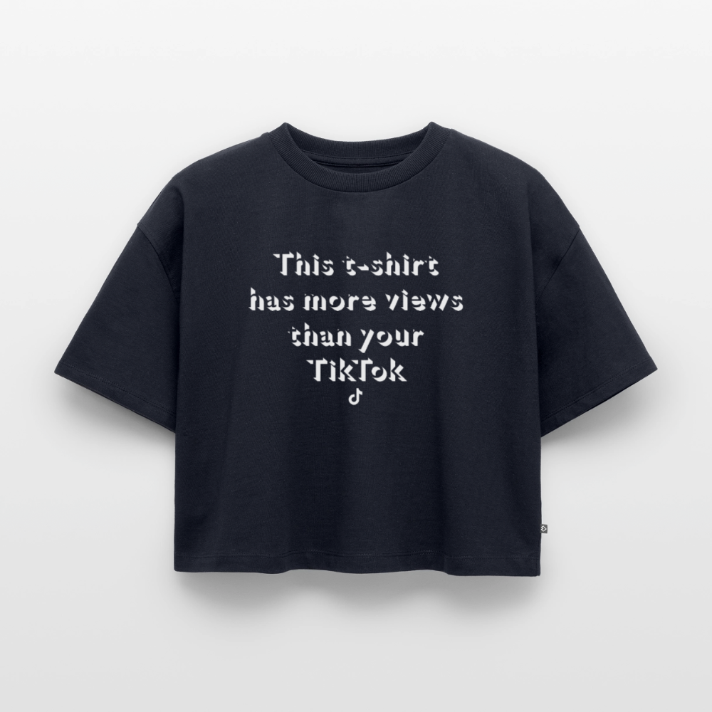 TikTok Women’s Premium Oversized Organic Cropped T-Shirt - navy