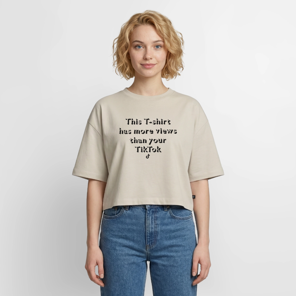 Women’s Premium Oversized Organic Cropped T-Shirt - beige