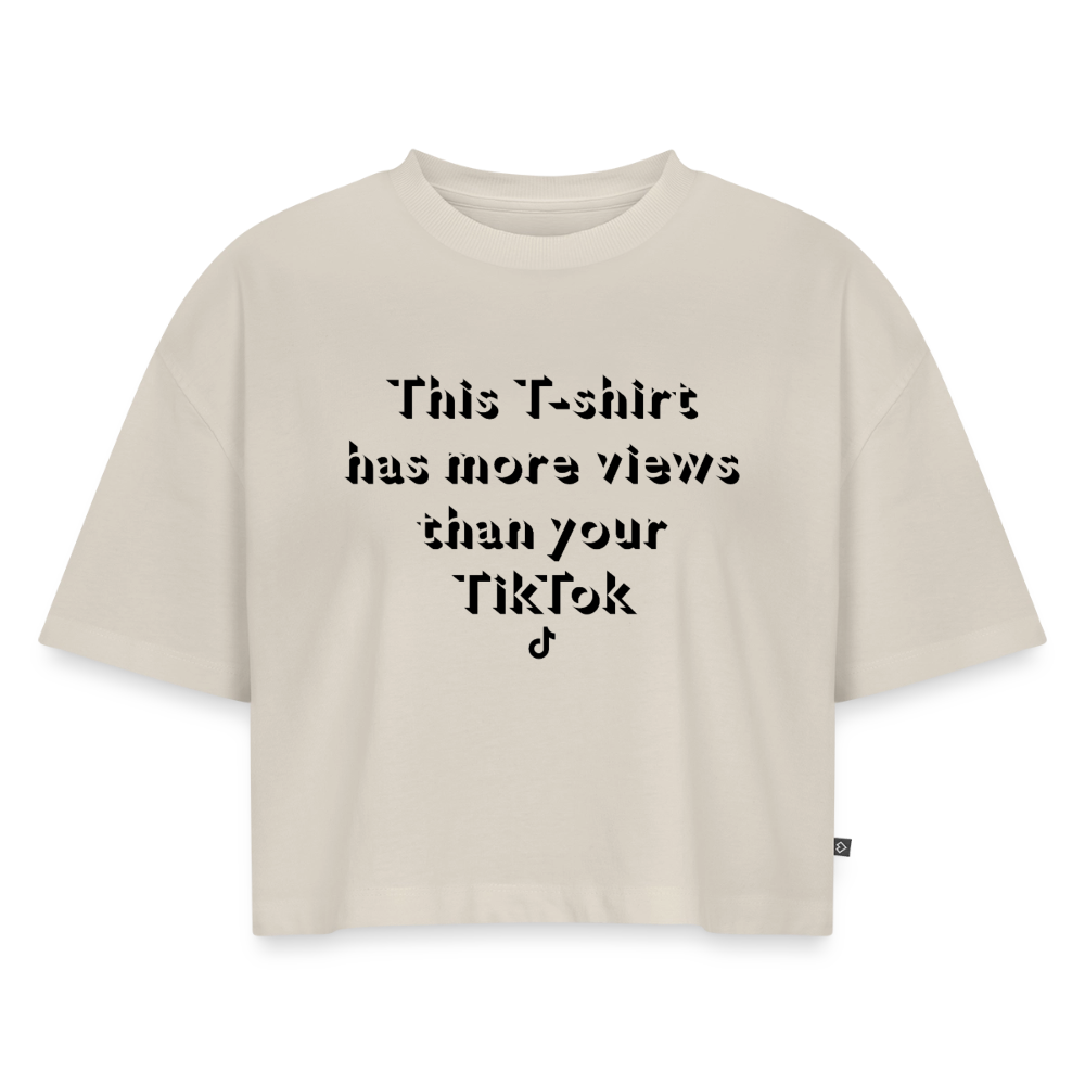 Women’s Premium Oversized Organic Cropped T-Shirt - beige