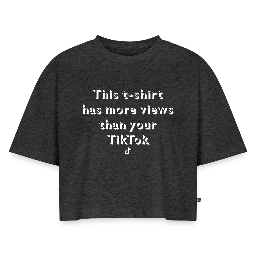 TikTok Women’s Premium Oversized Organic Cropped T-Shirt - heather anthracite