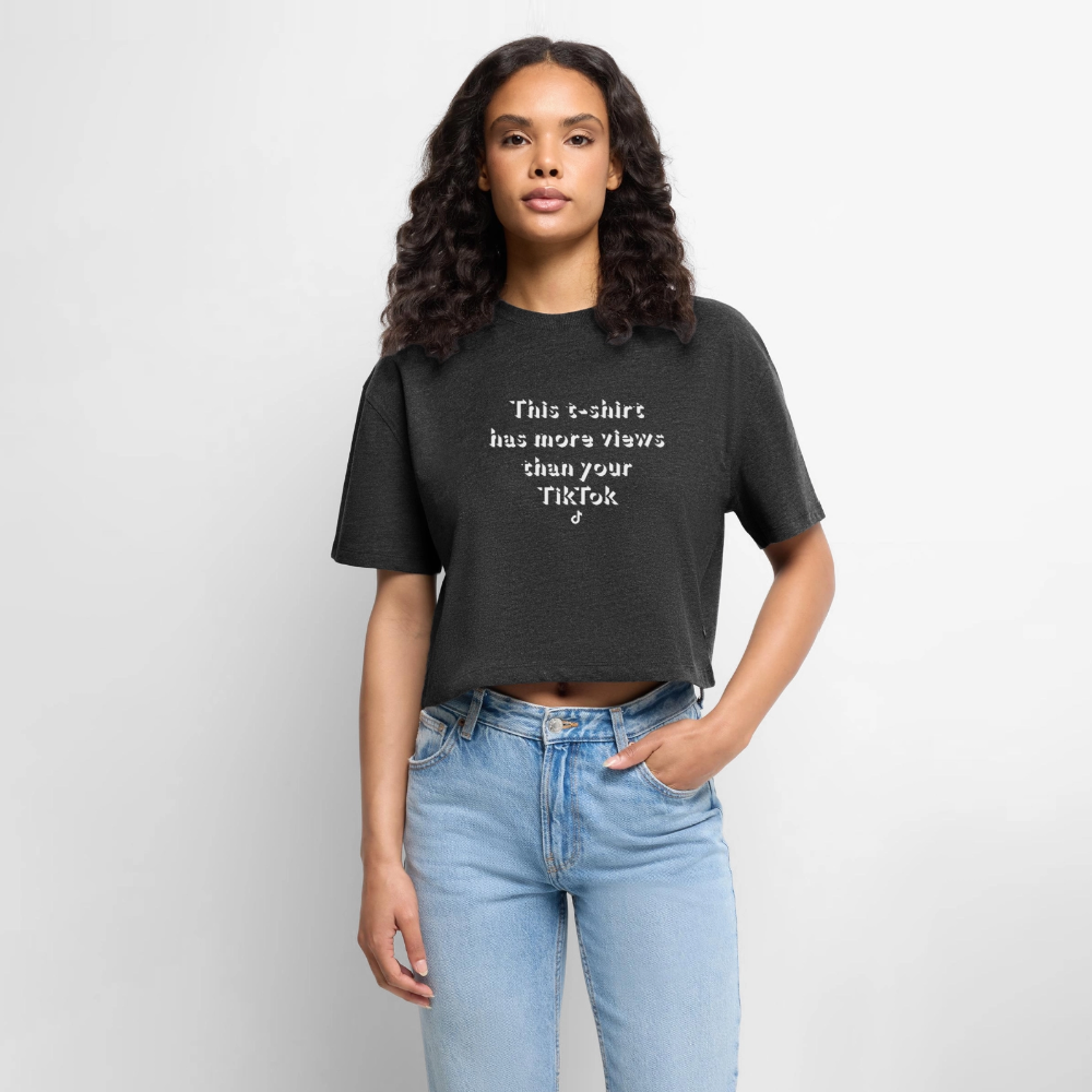 TikTok Women’s Premium Oversized Organic Cropped T-Shirt - heather anthracite
