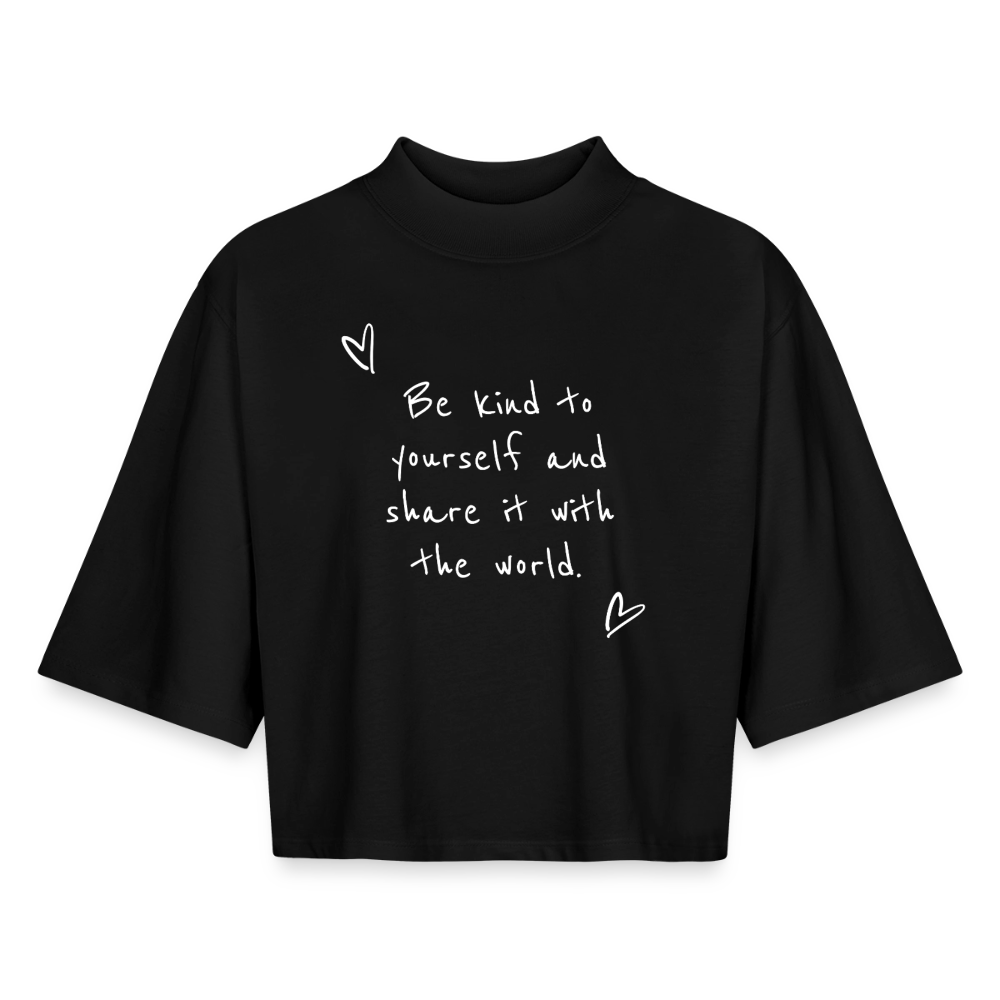 Be Kind Boxy Women's Recycled 1/2 Sleeved T-Shirt - black