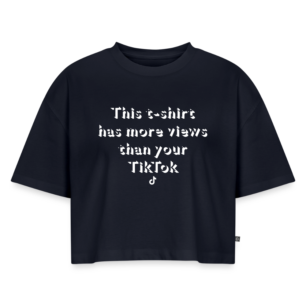 TikTok Women’s Premium Oversized Organic Cropped T-Shirt - navy