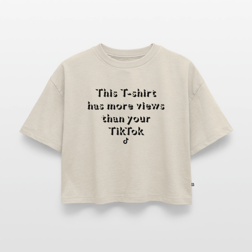 Women’s Premium Oversized Organic Cropped T-Shirt - beige