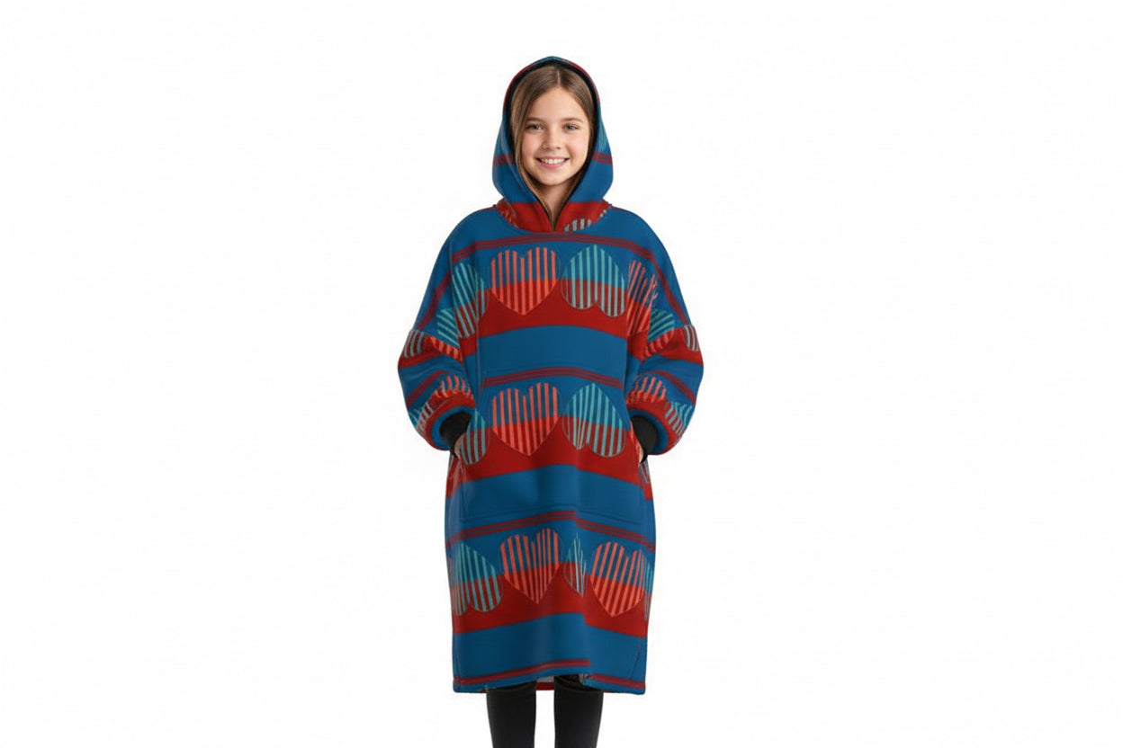 Hearts Blue Waterproof Changing Robe