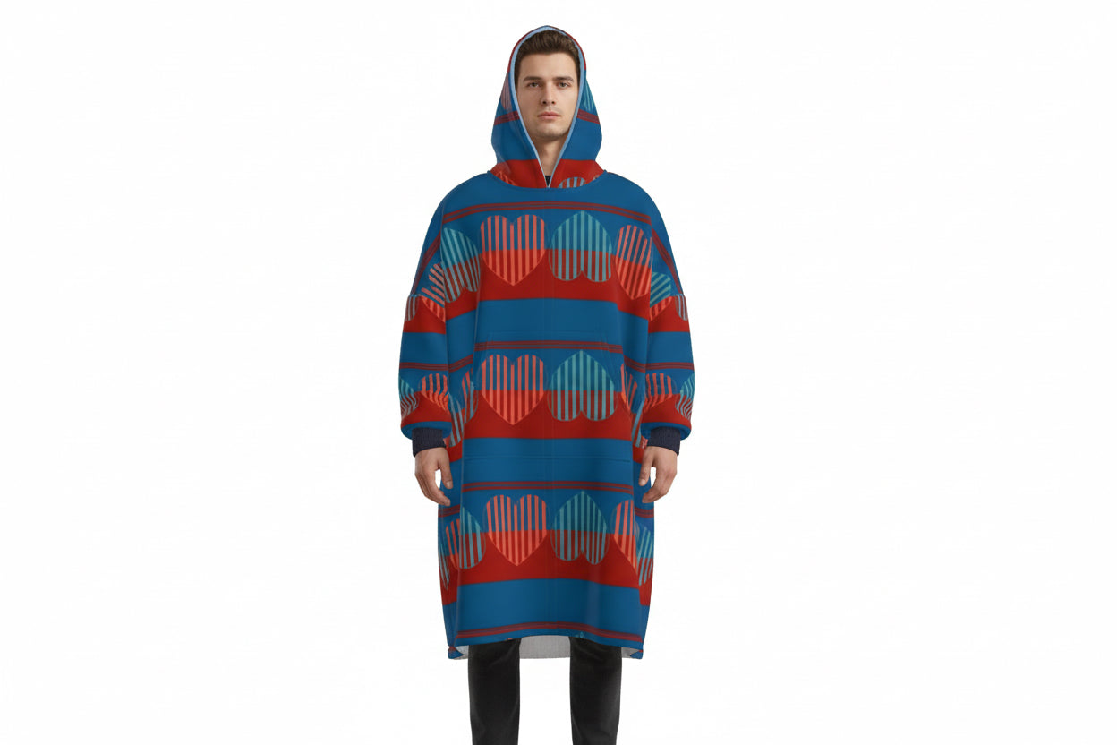 Hearts Blue Waterproof Changing Robe