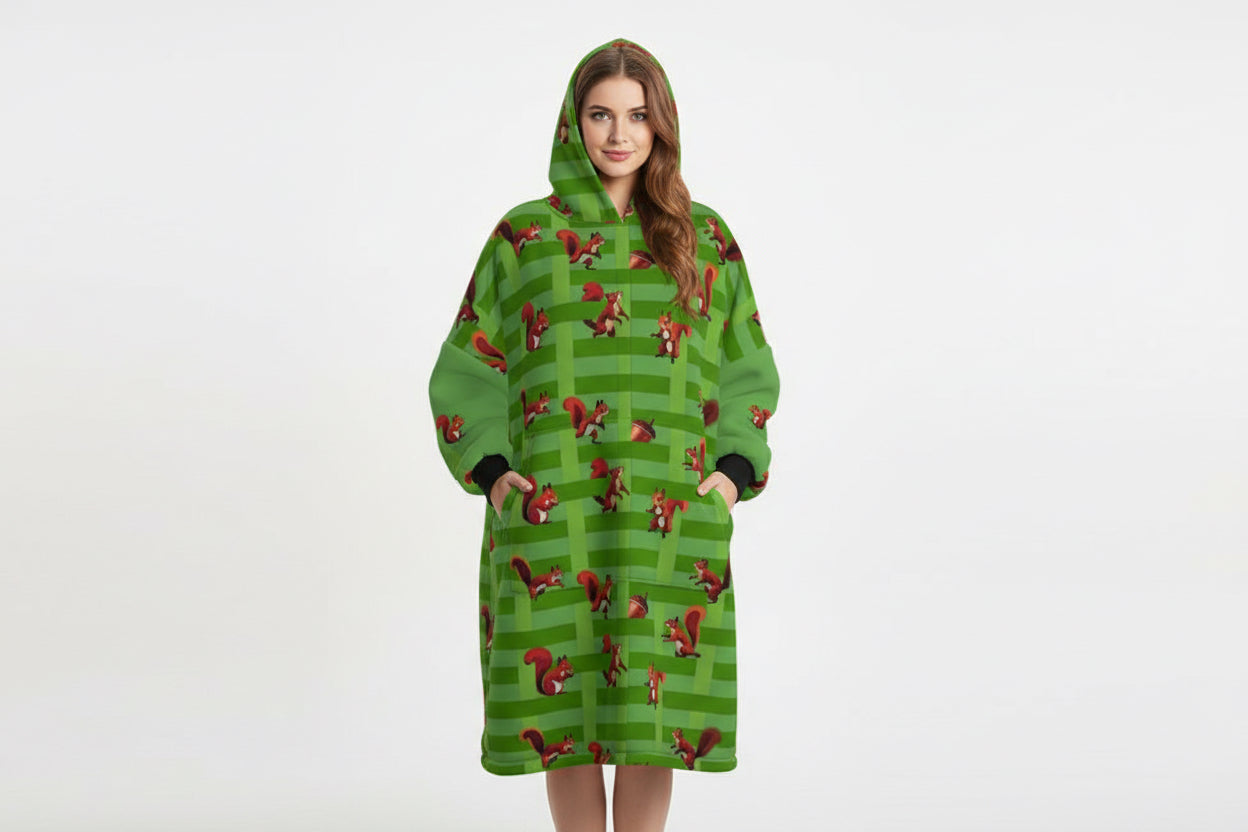Squirrel Play Green Waterproof Changing Robe