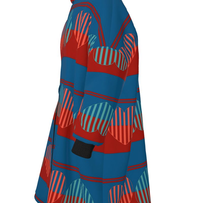 Hearts Blue Waterproof Changing Robe