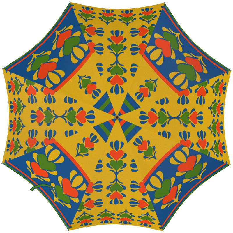Yellow Panelled Hearts Umbrella