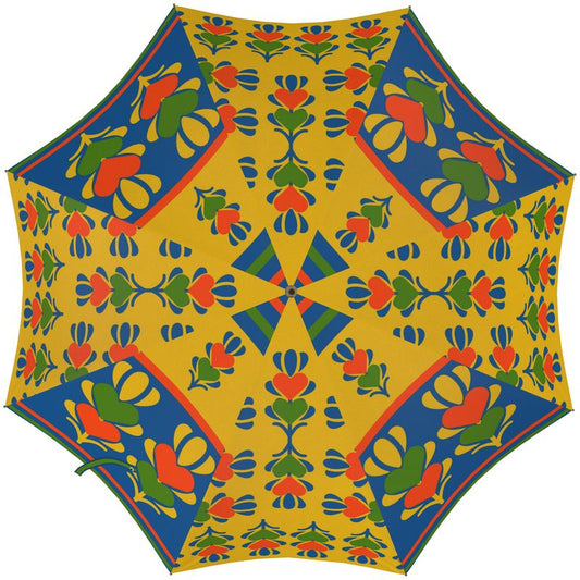 Yellow Panelled Hearts Umbrella