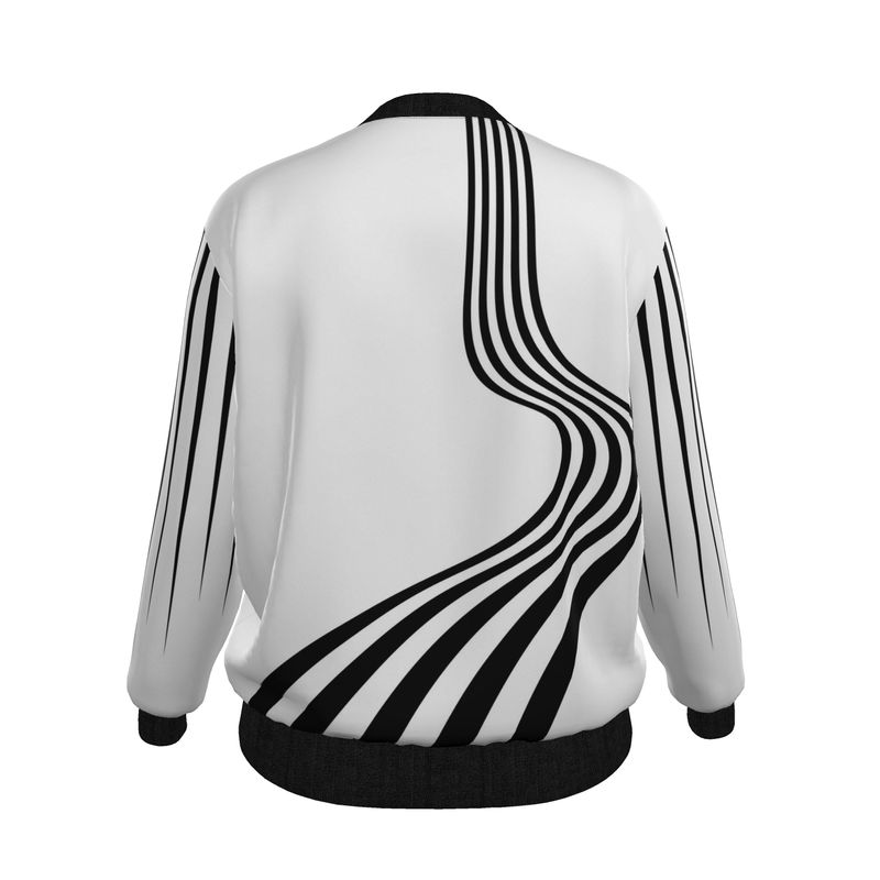 Black and White Spikelet Ladies Bomber Jacket