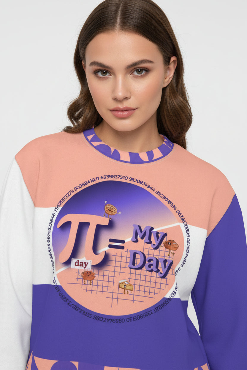 Easy as Pi White Pink and Purple Unisex Sweatshirt