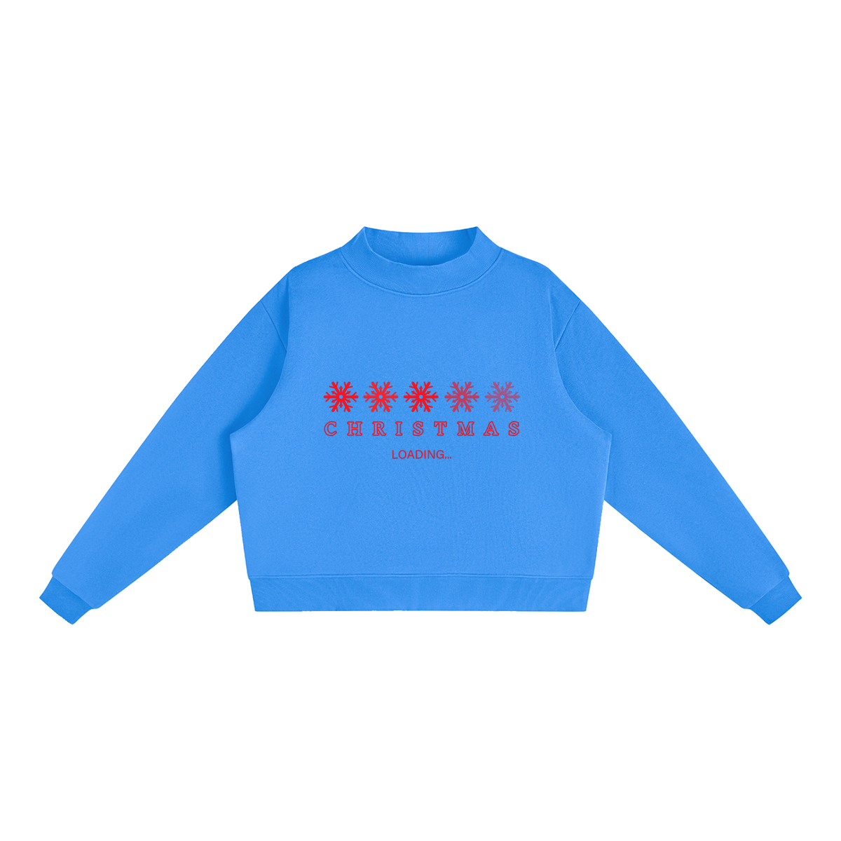 Christmas is Loading Fleece Mock-Neck Crew Sweatshirt