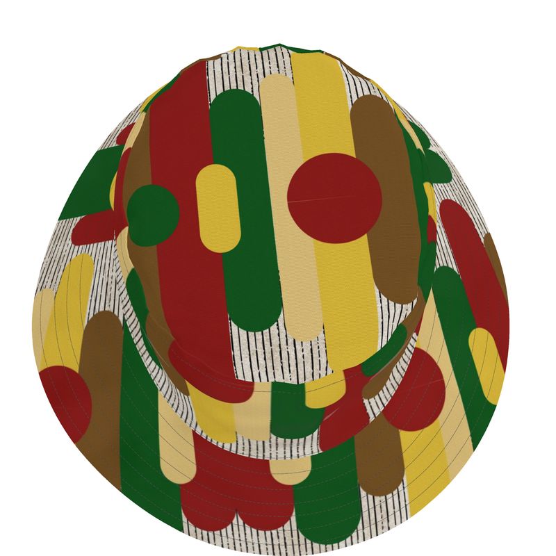 Circles and Sticks Polyester Woven Canvas Bucket Hat