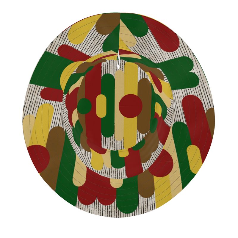 Circles and Sticks Polyester Woven Canvas Bucket Hat