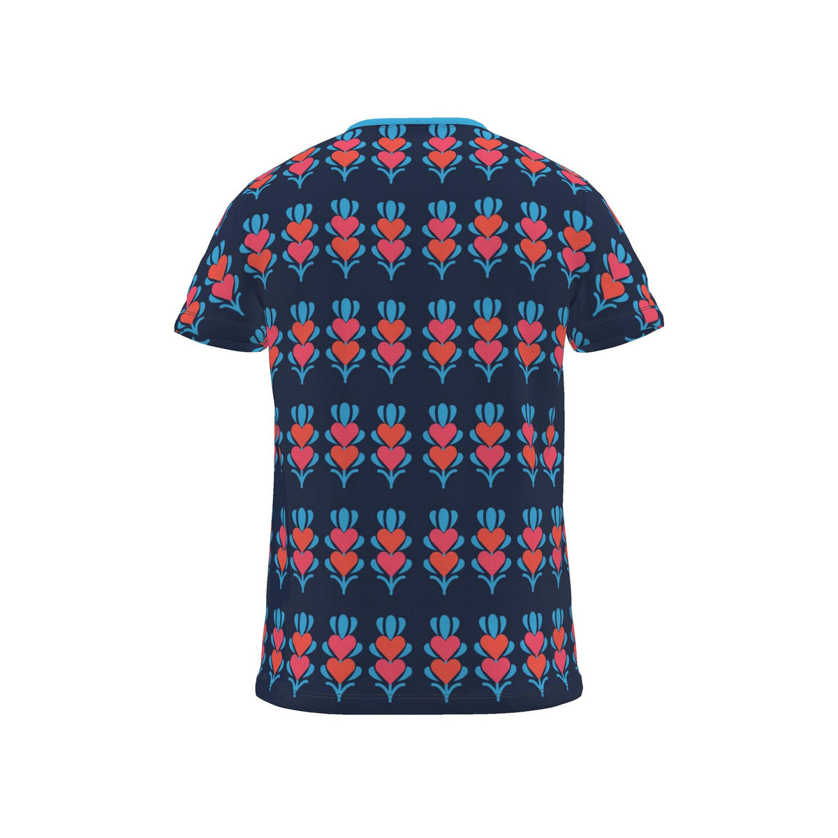 The Growing Hearts  All Over Print Lifestyle Navy T Shirt in three fabric choices