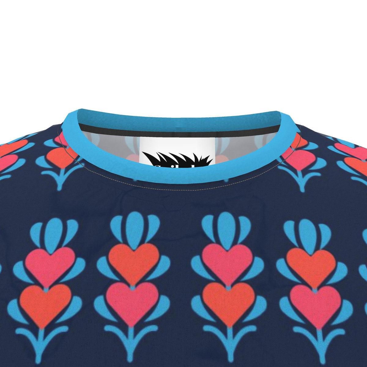 The Growing Hearts  All Over Print Lifestyle Navy T Shirt in three fabric choices
