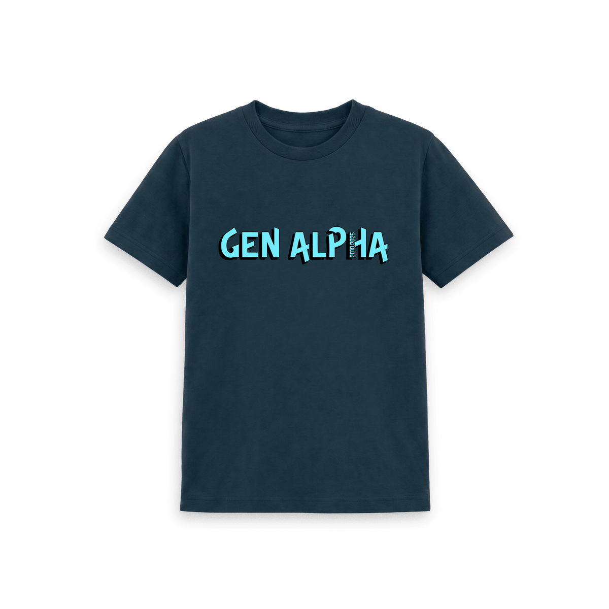 Denim Blue Printed Kids T-Shirt Front