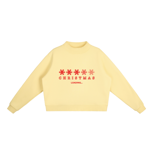 Christmas is Loading Fleece Mock-Neck Crew Sweatshirt