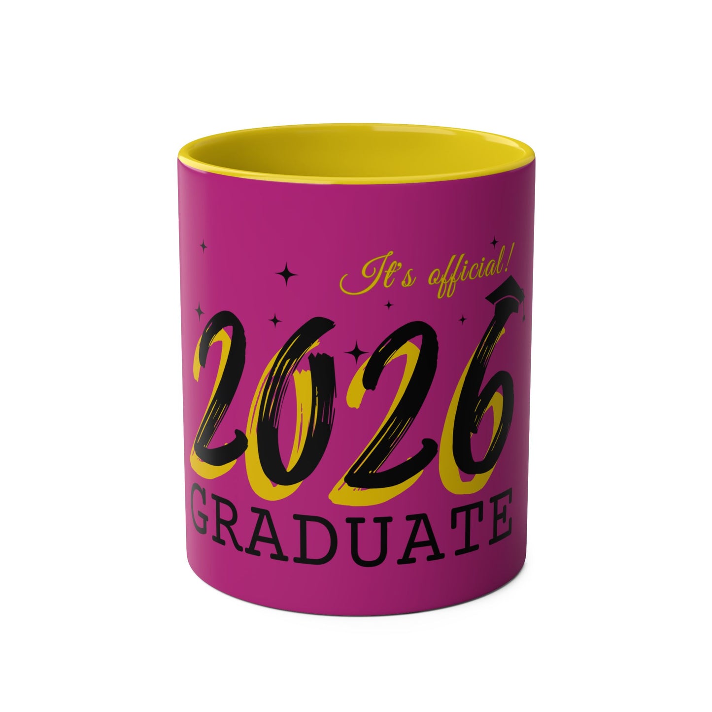 Pink Graduate 2026 Two-Tone Coffee Mugs, 11oz