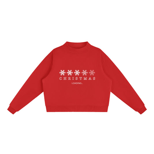 Christmas is Loading Fleece Mock-Neck Crew Sweatshirt