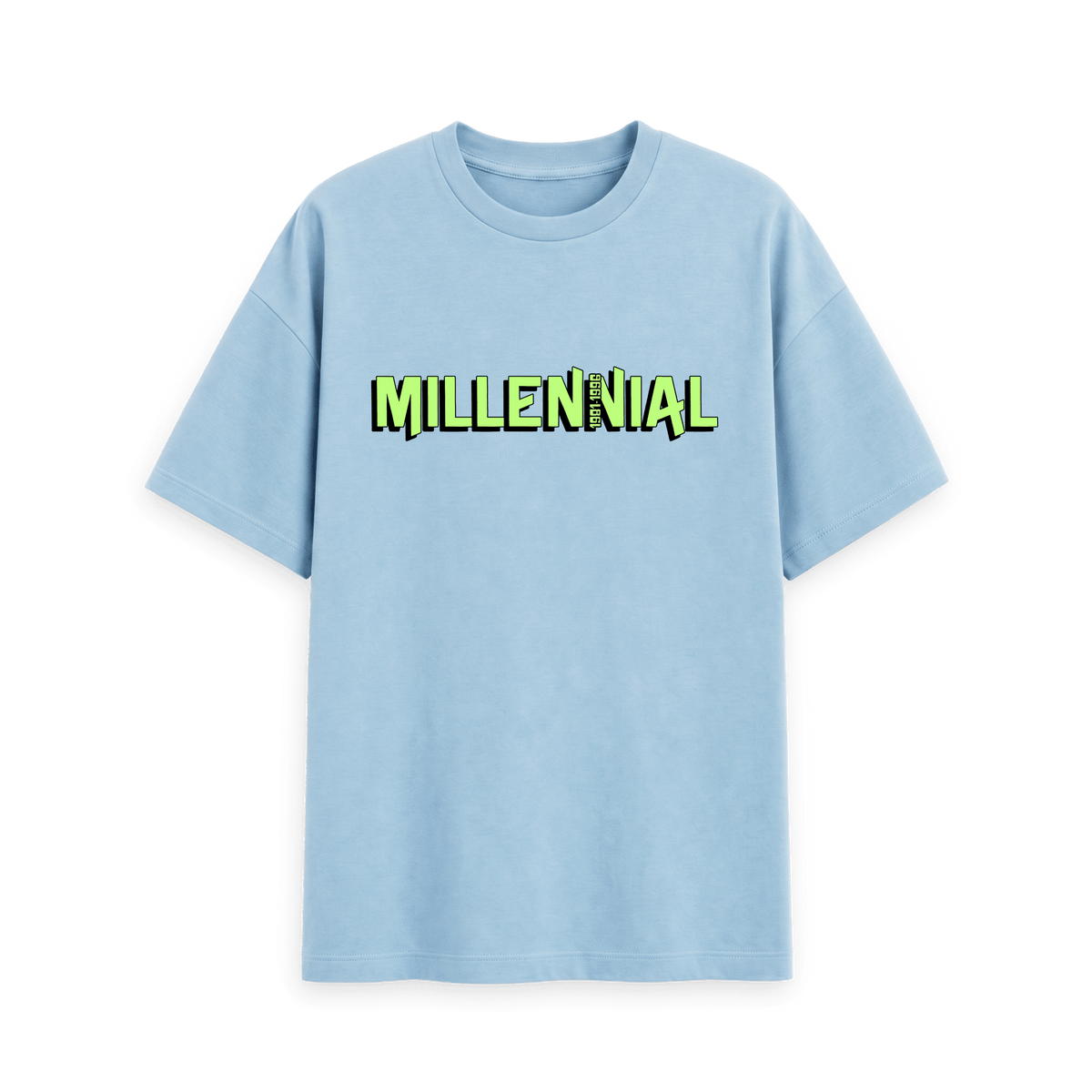 Milky Blue Printed T-shirt Front