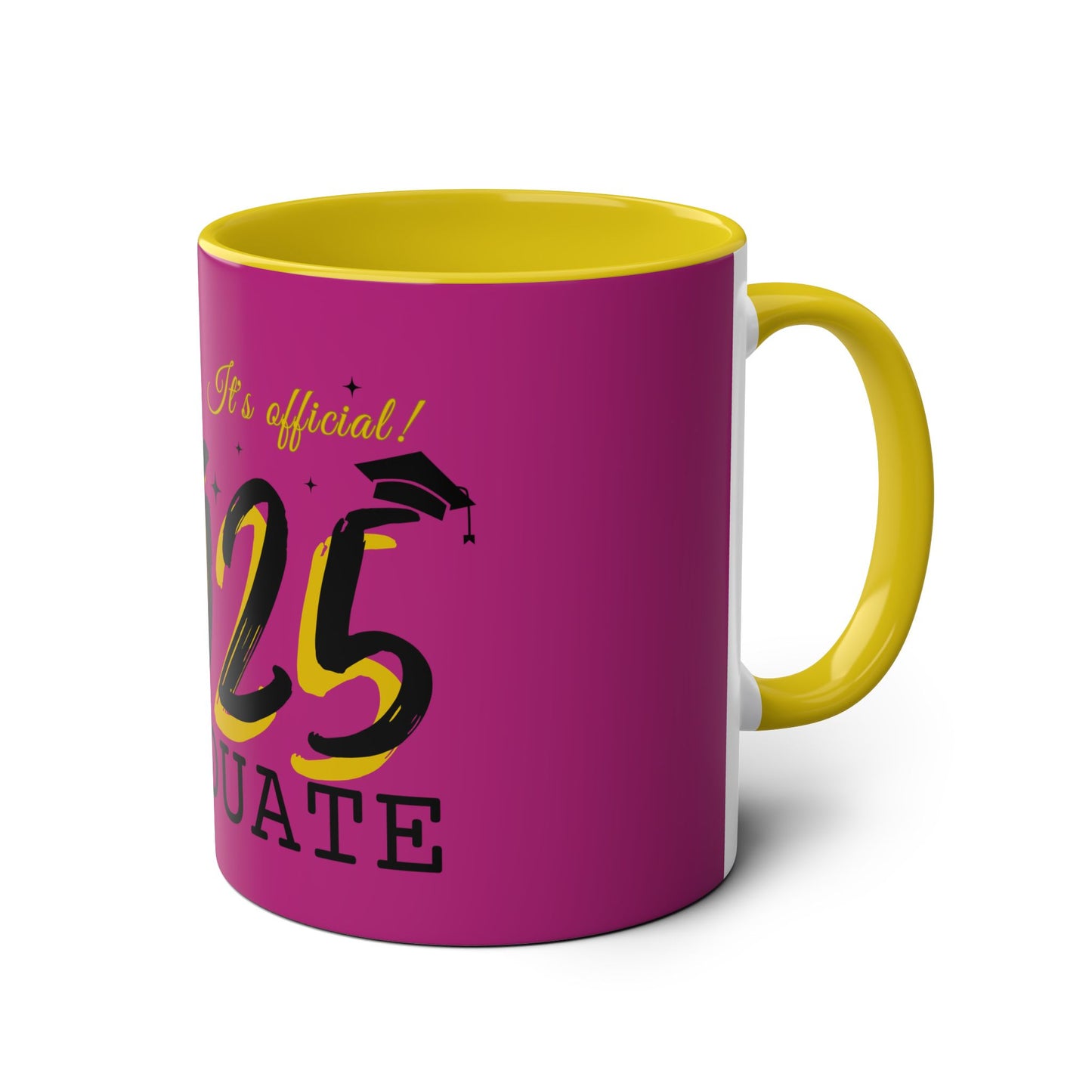 Pink Graduate 2025 Two-Tone Coffee Mugs, 11oz