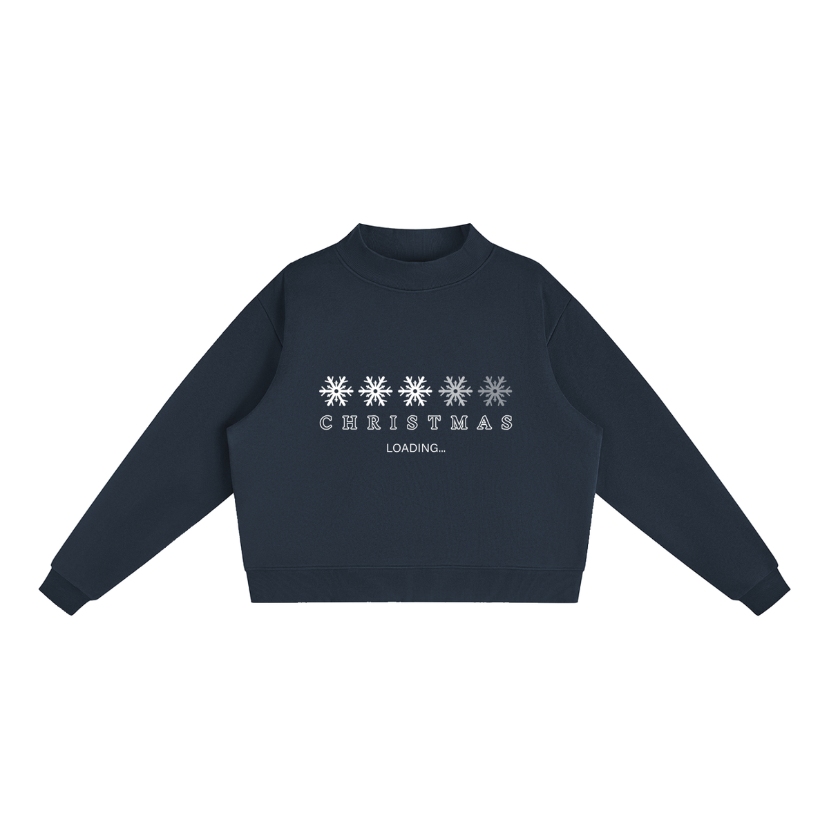 Christmas is Loading Fleece Mock-Neck Crew Sweatshirt