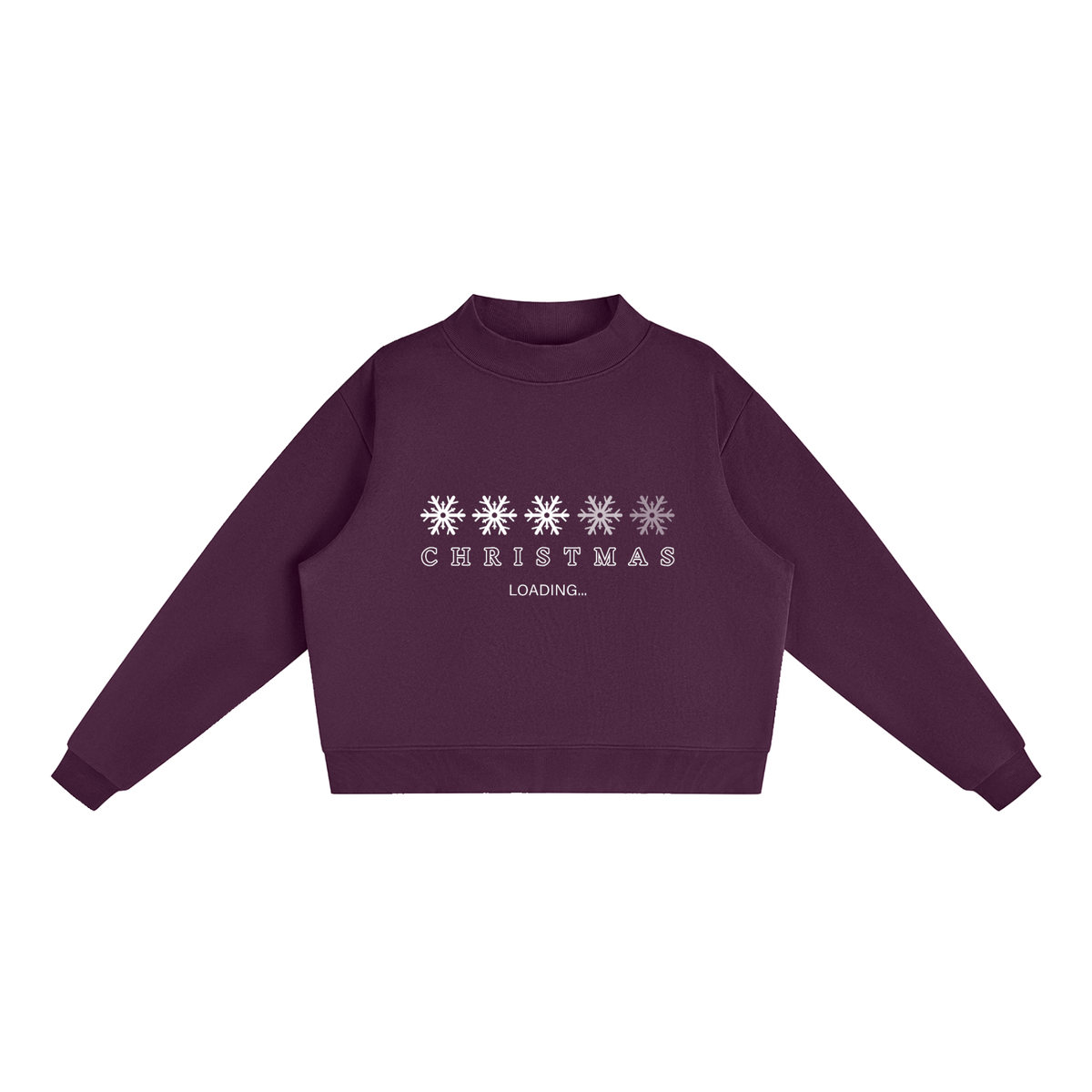 Christmas is Loading Fleece Mock-Neck Crew Sweatshirt