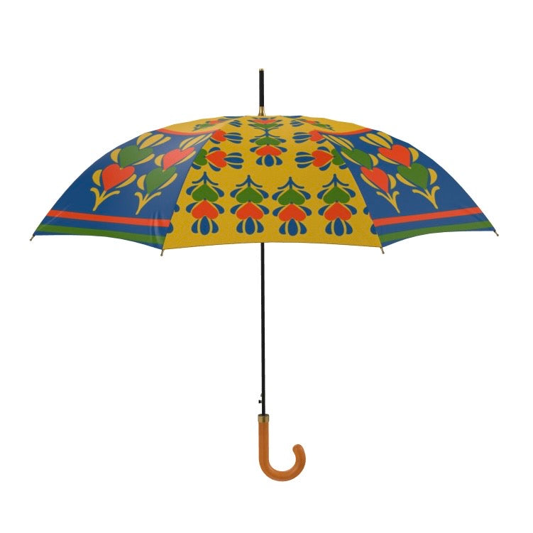 Yellow Panelled Hearts Umbrella