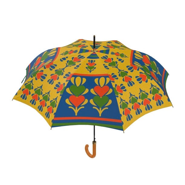 Yellow Panelled Hearts Umbrella