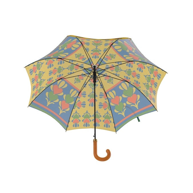 Yellow Panelled Hearts Umbrella