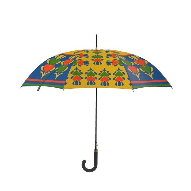 Yellow Panelled Hearts Umbrella