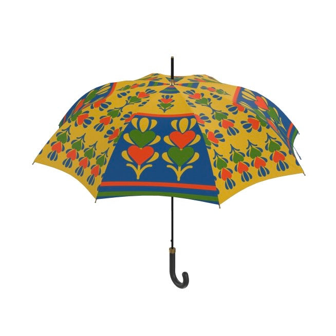 Yellow Panelled Hearts Umbrella