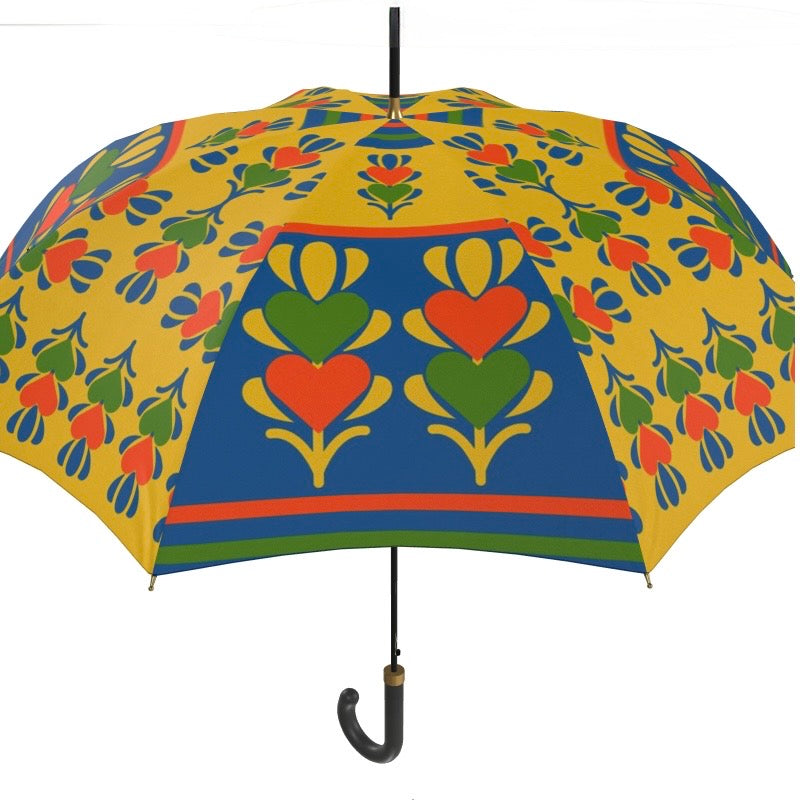 Yellow Panelled Hearts Umbrella