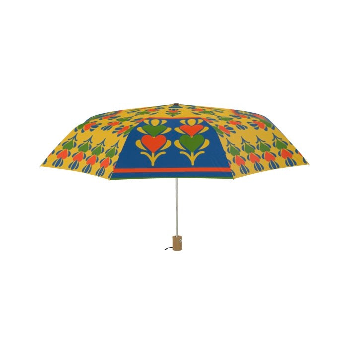 Yellow Panelled Hearts Umbrella