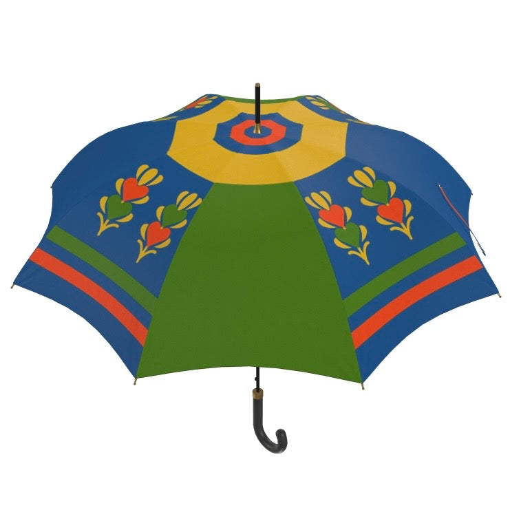 Green and Orange Hearts Designer Umbrella