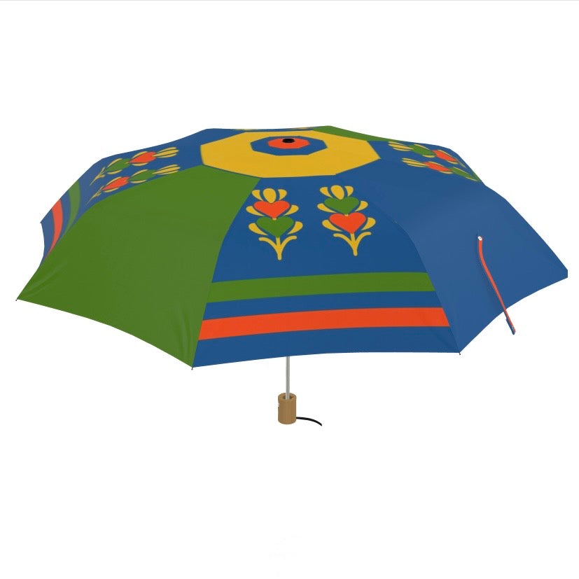 Green and Orange Hearts Designer Umbrella