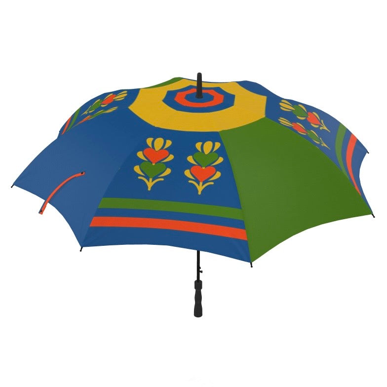 Green and Orange Hearts Designer Umbrella