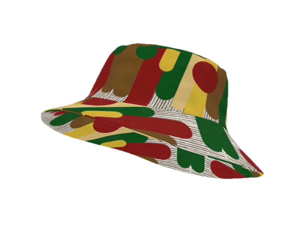 Circles and Sticks Polyester Woven Canvas Bucket Hat