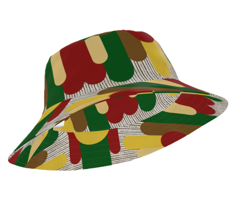 Circles and Sticks Polyester Woven Canvas Bucket Hat